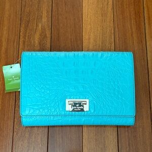 Kate Spade Turquoise Croc-Embossed crossbody